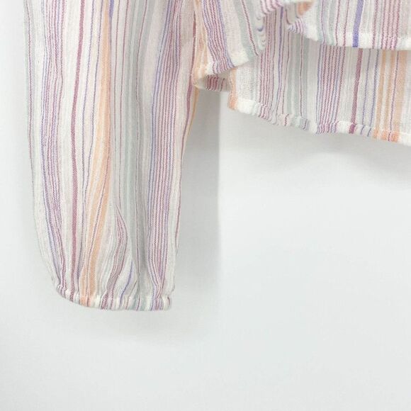 *FLAWED* BCBG Generation Women's Striped Pink Square Neck Top Blouse Medium - Picture 9 of 10